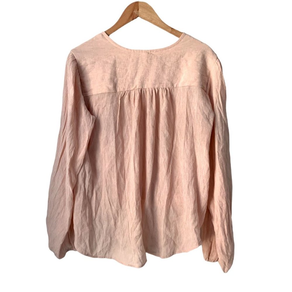 Free People Check on It Pink Nectar Pleated Wrap Top Medium - Picture 3 of 7